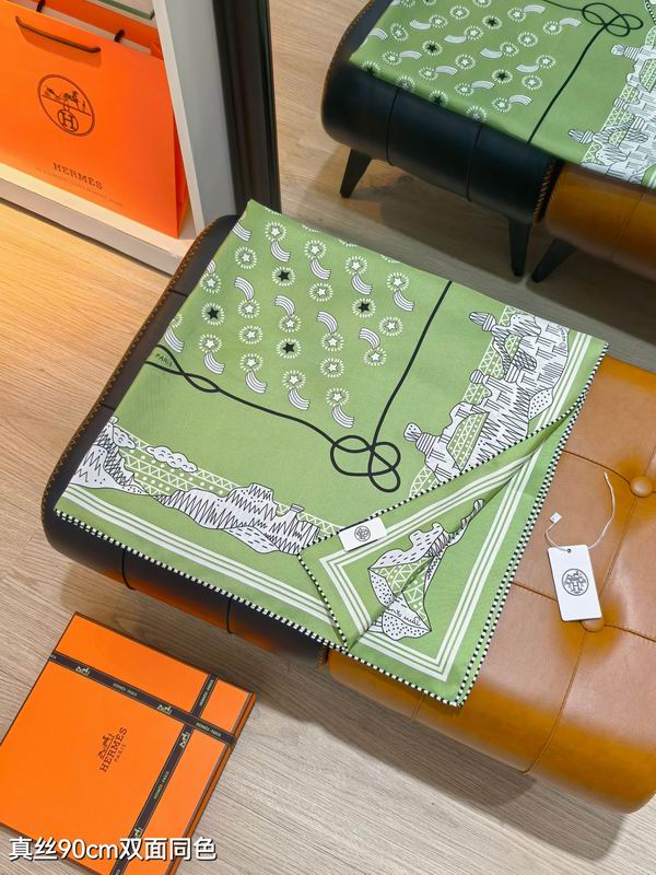 Hermes silk scarf 90X90cm E02 (26)