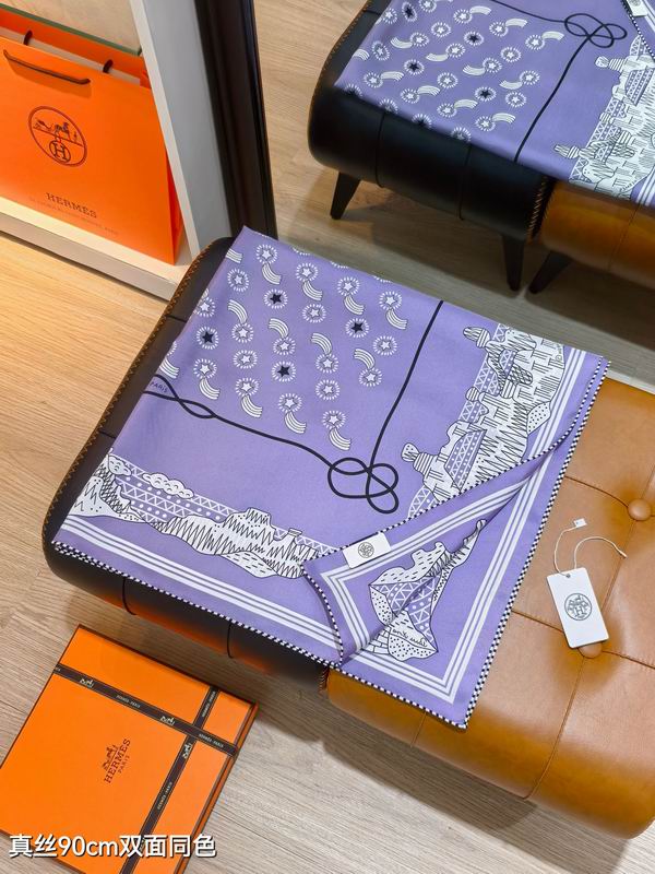 Hermes silk scarf 90X90cm E02 (8)