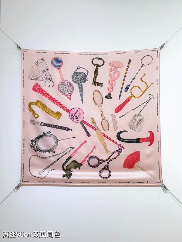 Hermes silk scarf 90X90cm E05 (18)