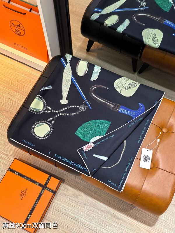 Hermes silk scarf 90X90cm E05 (27)
