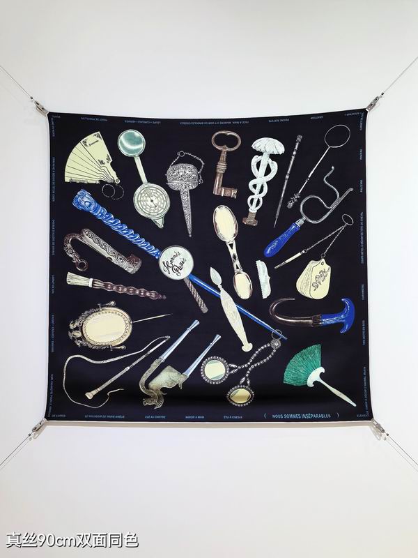 Hermes silk scarf 90X90cm E05 (28)