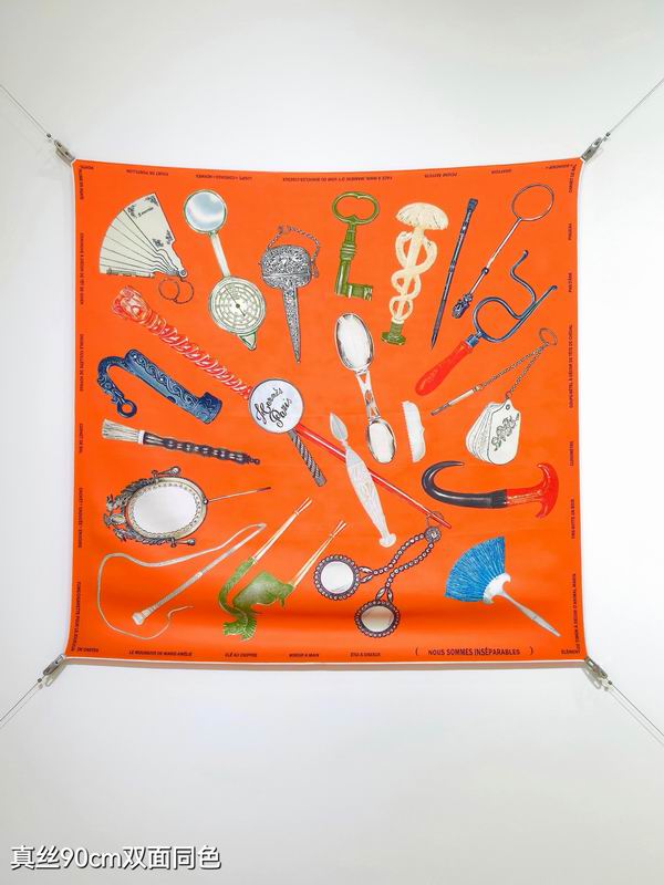 Hermes silk scarf 90X90cm E05 (8)
