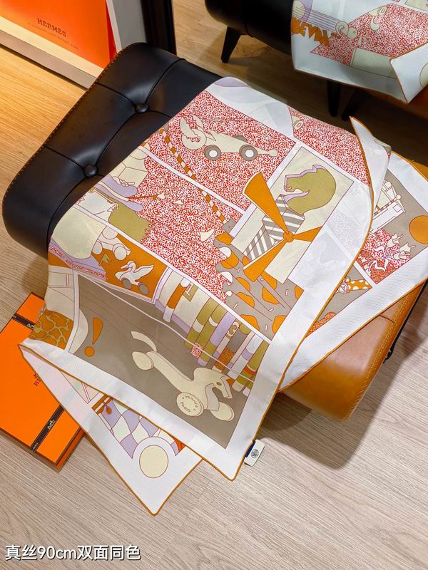 Hermes silk scarf 90X90cm E06 (16)