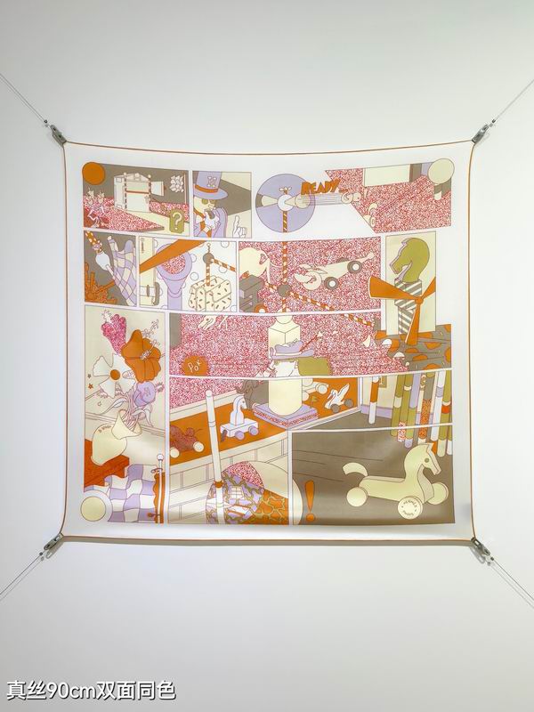Hermes silk scarf 90X90cm E06 (18)
