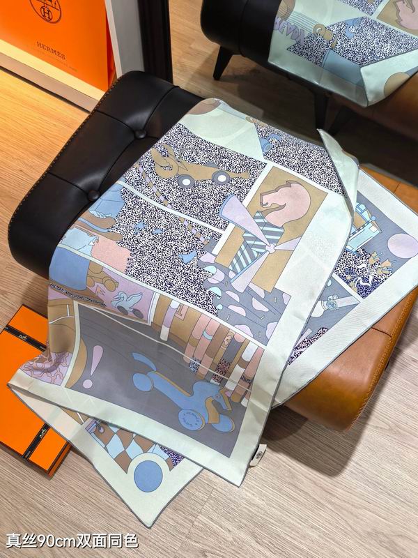 Hermes silk scarf 90X90cm E06 (7)
