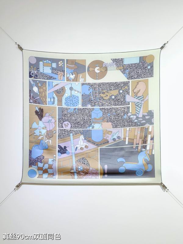 Hermes silk scarf 90X90cm E06 (9)