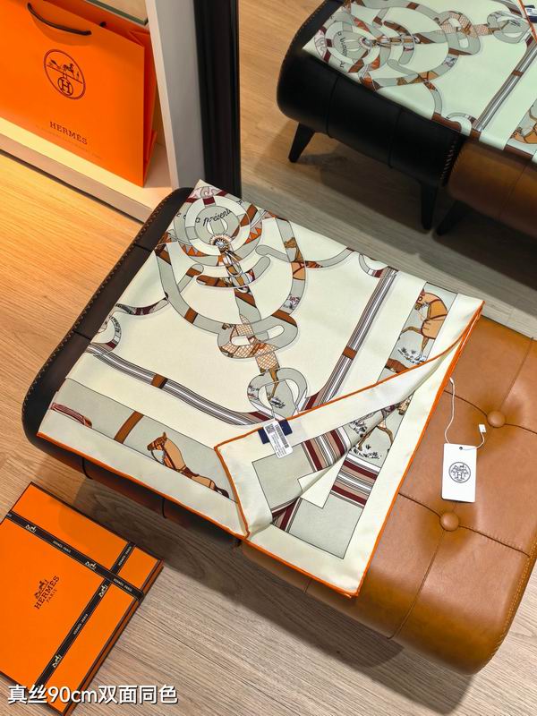 Hermes silk scarf 90X90cm E18 (22)