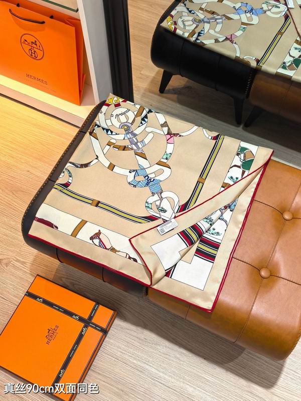 Hermes silk scarf 90X90cm E18 (32)