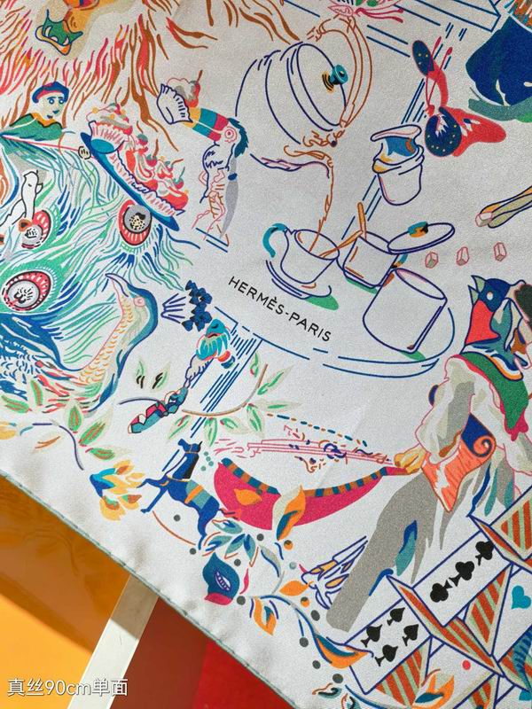 Hermes silk scarf 90X90cm E24 (5)
