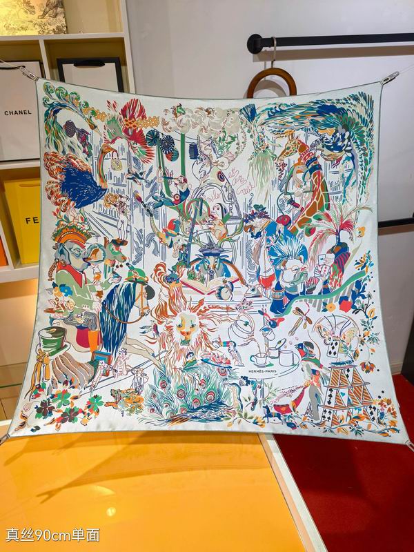 Hermes silk scarf 90X90cm E24 (6)