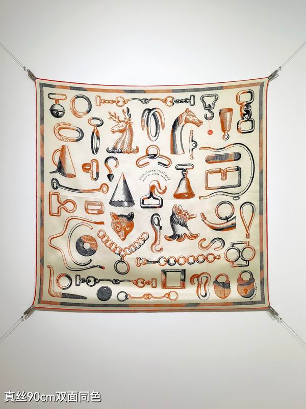 Hermes silk scarf 90X90cm E41 (17)