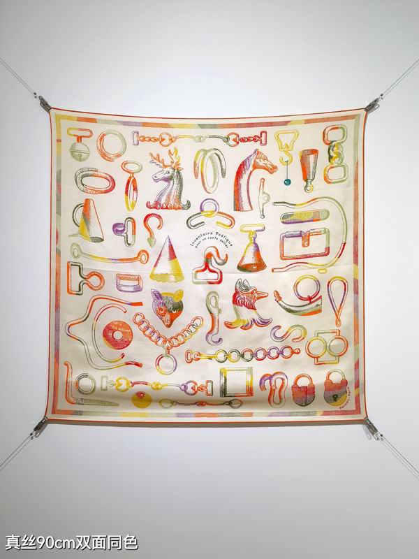 Hermes silk scarf 90X90cm E41 (26)