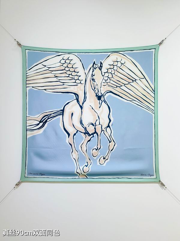Hermes silk scarf 90X90cm E77 (8)