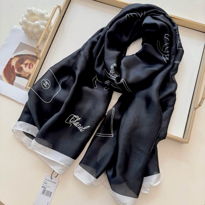Chanel silk Scarf 90-180cm E04 (17)