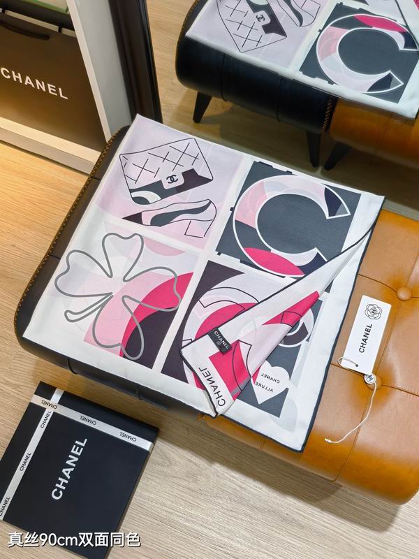 Chanel silk Scarf 90X90cm E18 (17)