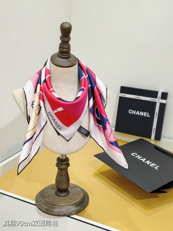Chanel silk Scarf 90X90cm E18 (2)