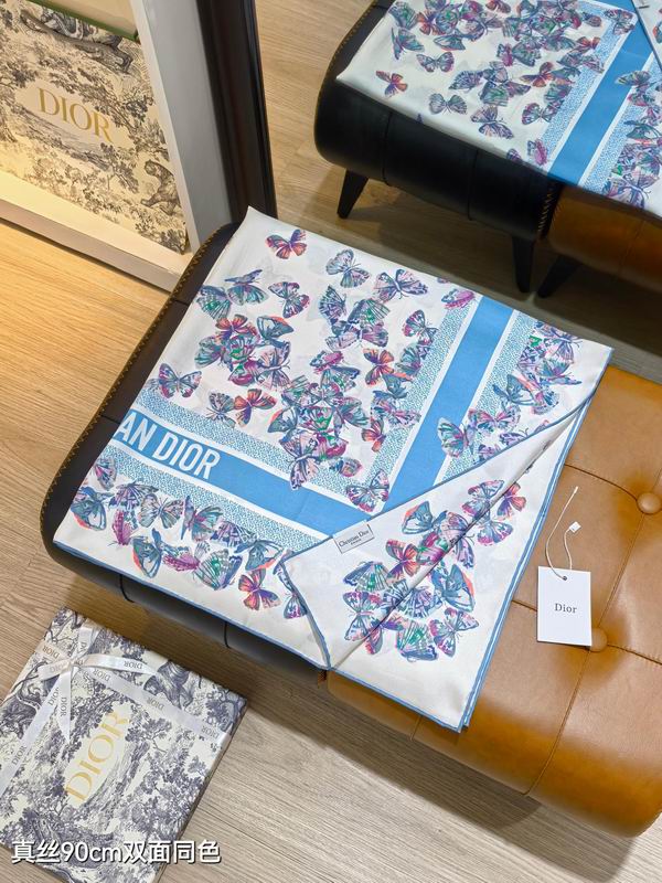 Dior silk scarf 90X90cm E18 (7)
