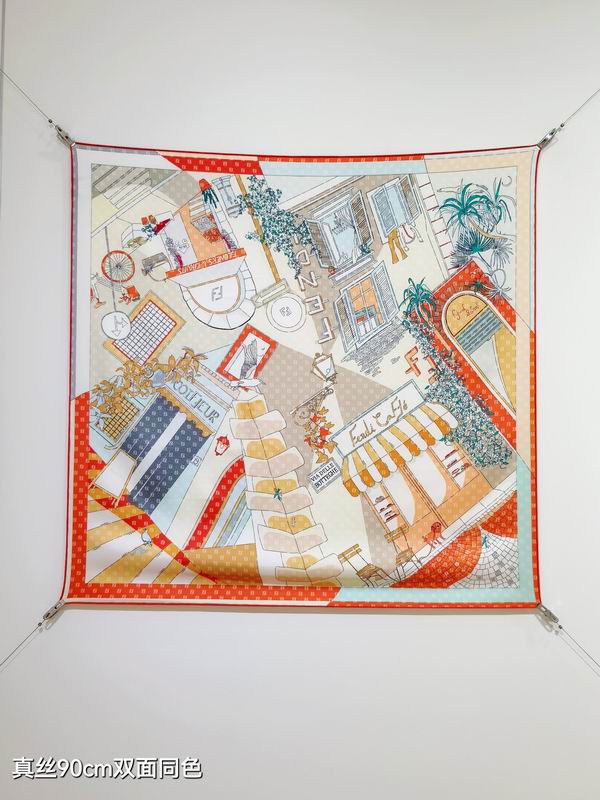 Fendi silk Scarf 90X90cm E32 (3)
