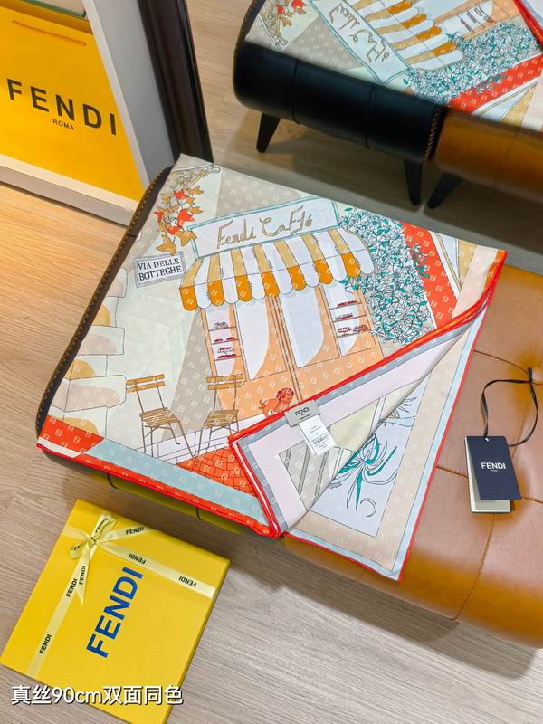 Fendi silk Scarf 90X90cm E32 (4)