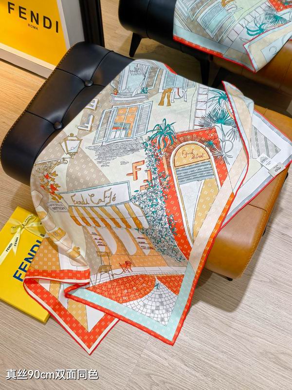 Fendi silk Scarf 90X90cm E32 (5)