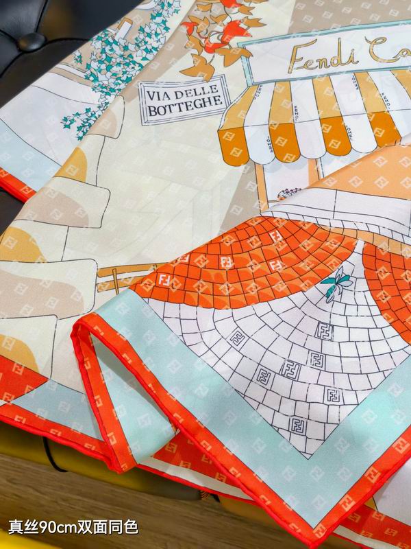 Fendi silk Scarf 90X90cm E32 (6)