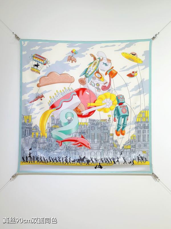 Hermes silk Scarf 90X90cm E07 (14)