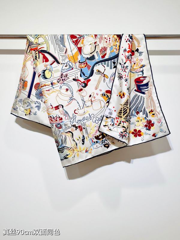 Hermes silk Scarf 90X90cm E07 (15)
