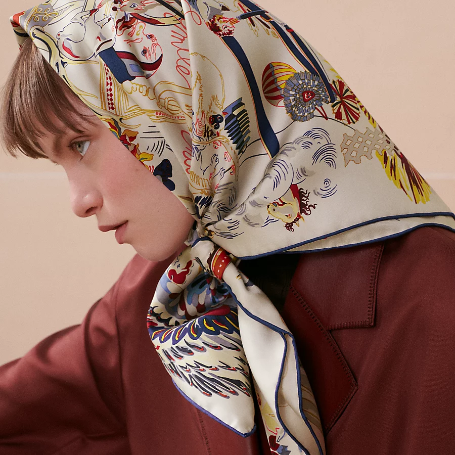 Hermes silk Scarf 90X90cm E07 (21)