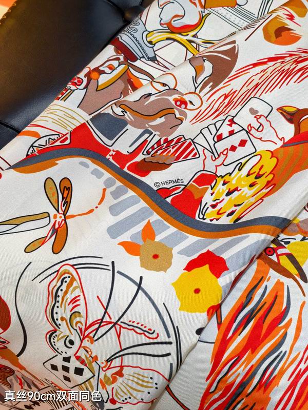 Hermes silk Scarf 90X90cm E07 (27)