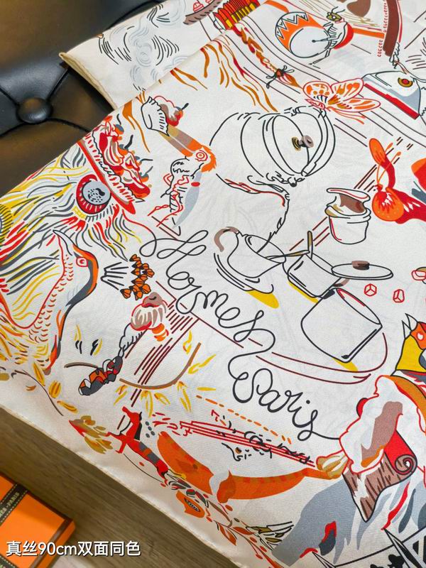 Hermes silk Scarf 90X90cm E07 (28)