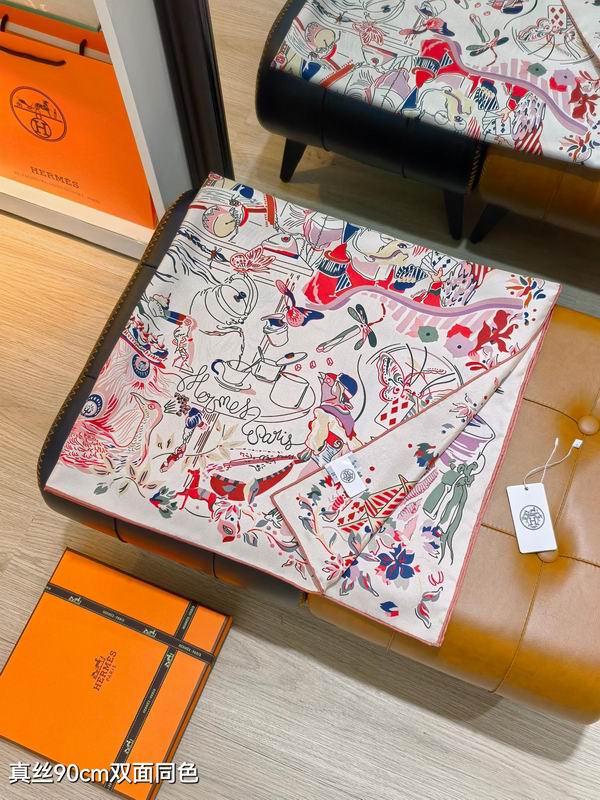 Hermes silk Scarf 90X90cm E07 (8)