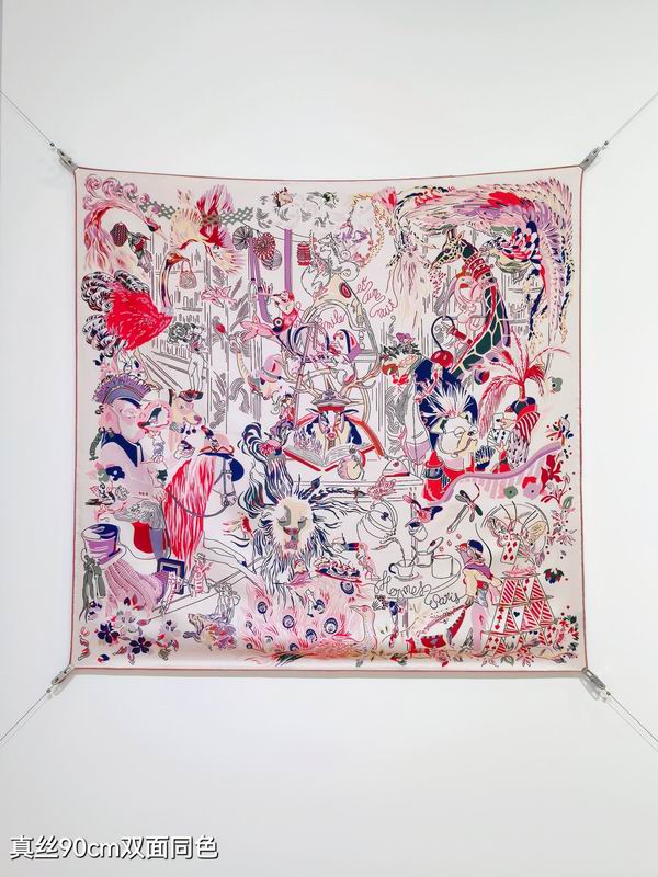 Hermes silk Scarf 90X90cm E07 (9)