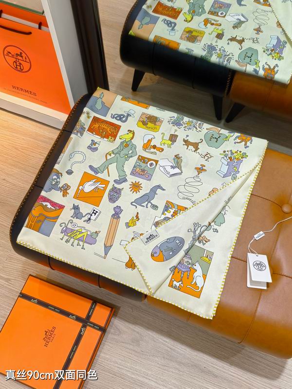 Hermes silk Scarf 90X90cm E08 (14)
