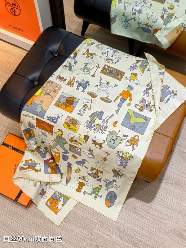 Hermes silk Scarf 90X90cm E08 (15)