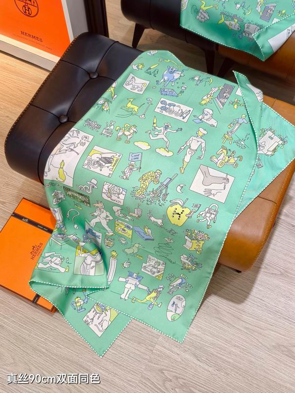 Hermes silk Scarf 90X90cm E08 (5)
