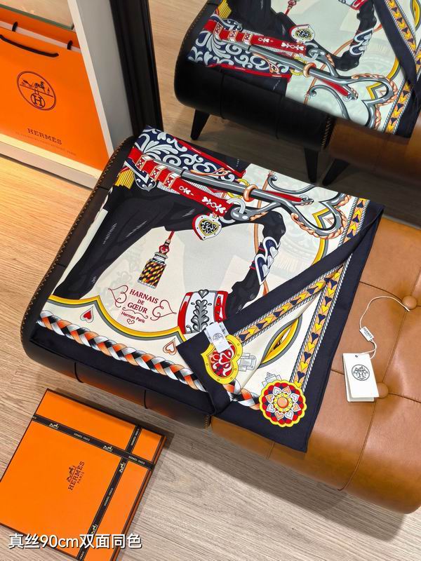 Hermes silk Scarf 90X90cm E14 (7)