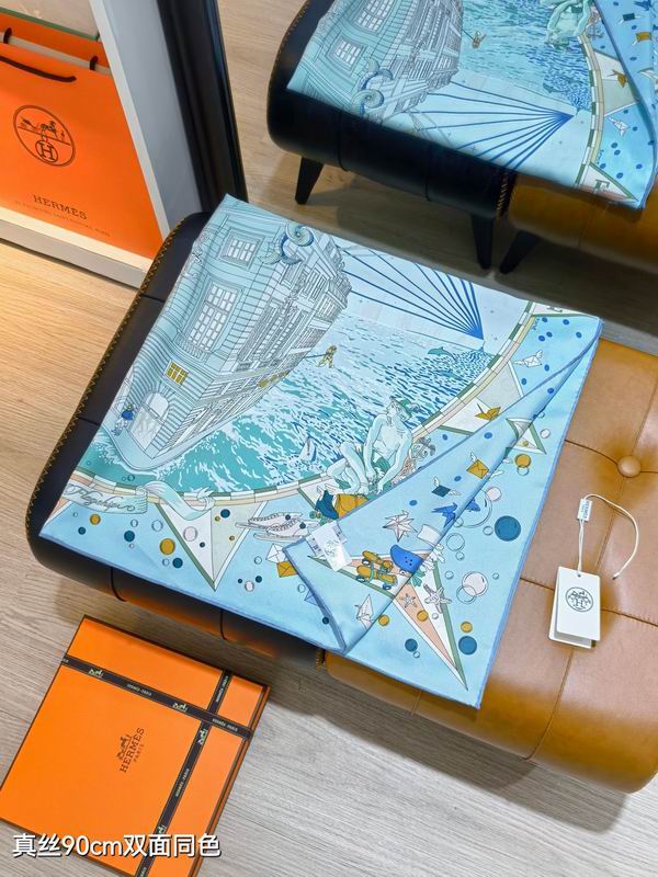Hermes silk Scarf 90X90cm E15 (17)