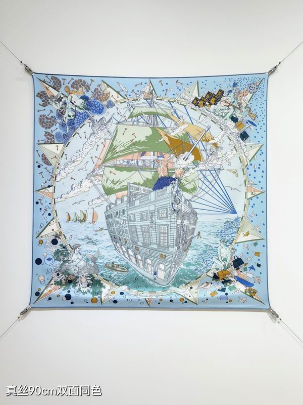 Hermes silk Scarf 90X90cm E15 (18)
