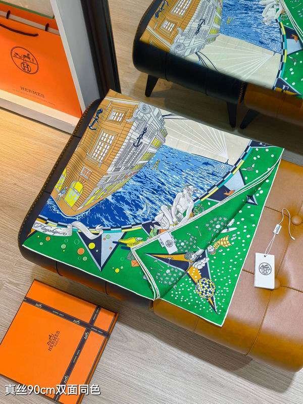 Hermes silk Scarf 90X90cm E15 (27)
