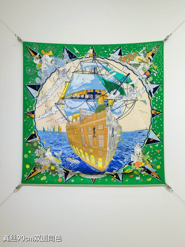 Hermes silk Scarf 90X90cm E15 (28)