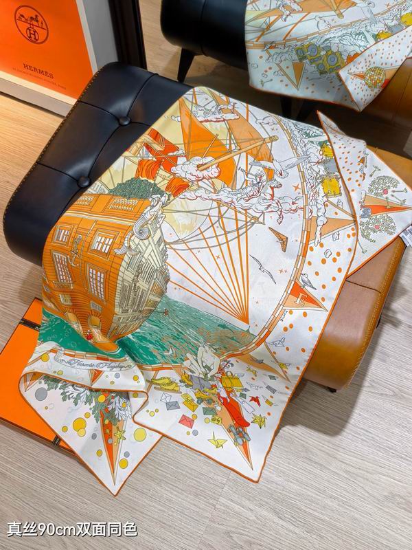 Hermes silk Scarf 90X90cm E15 (6)