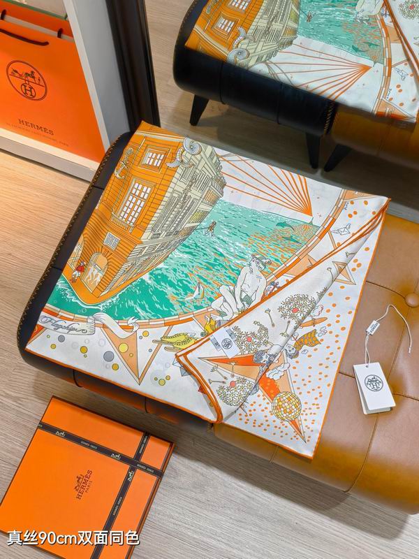 Hermes silk Scarf 90X90cm E15 (7)
