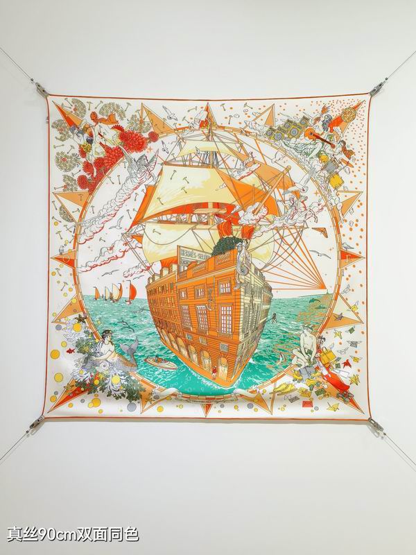 Hermes silk Scarf 90X90cm E15 (8)