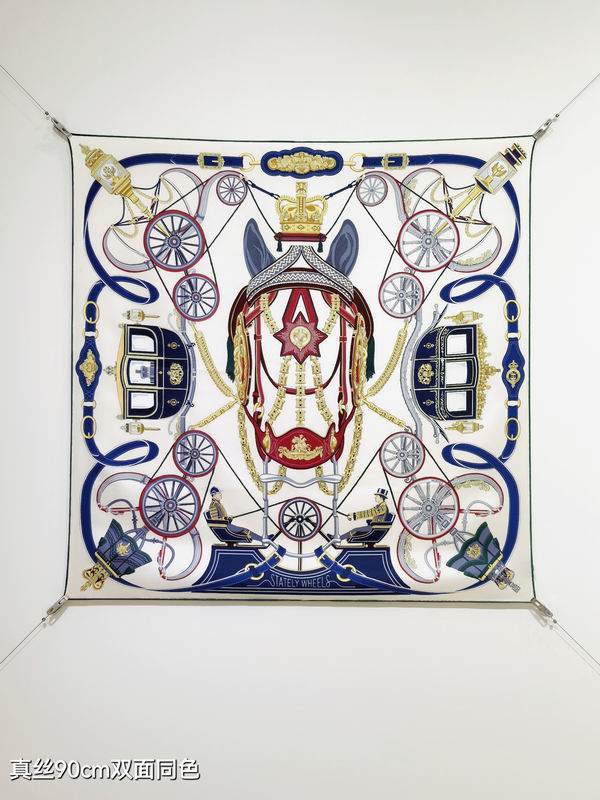 Hermes silk Scarf 90X90cm E23 (17)