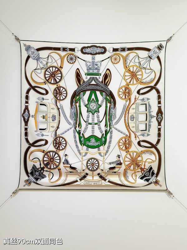Hermes silk Scarf 90X90cm E23 (27)