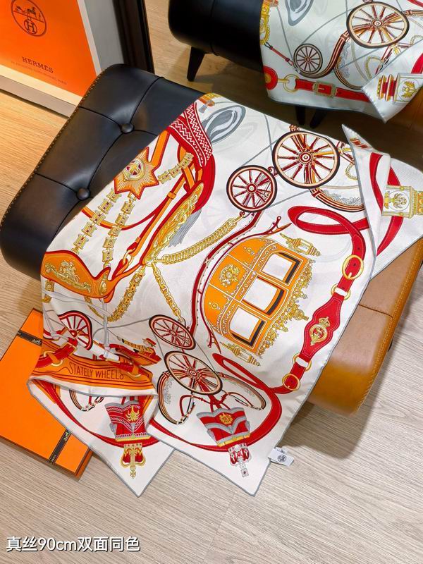 Hermes silk Scarf 90X90cm E23 (6)
