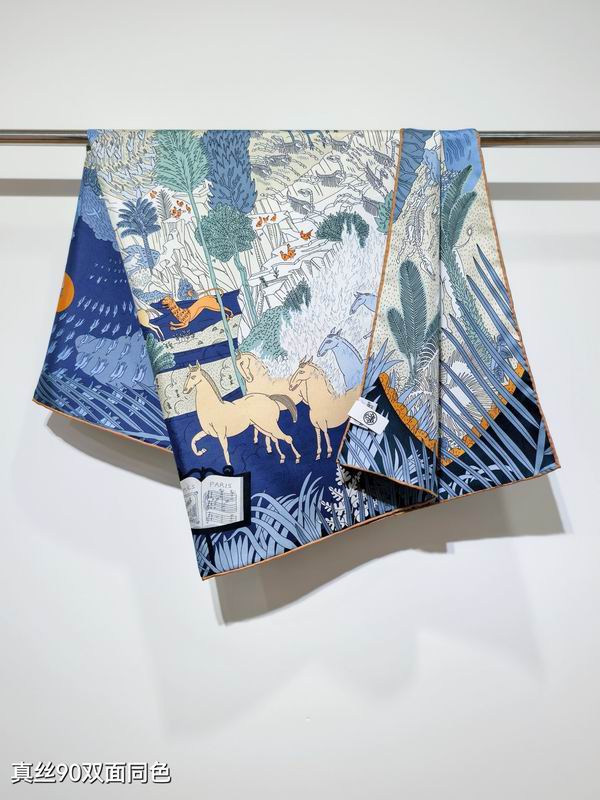 Hermes silk Scarf 90X90cm E24 (13)