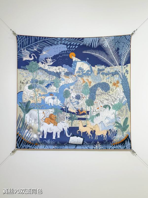 Hermes silk Scarf 90X90cm E24 (18)