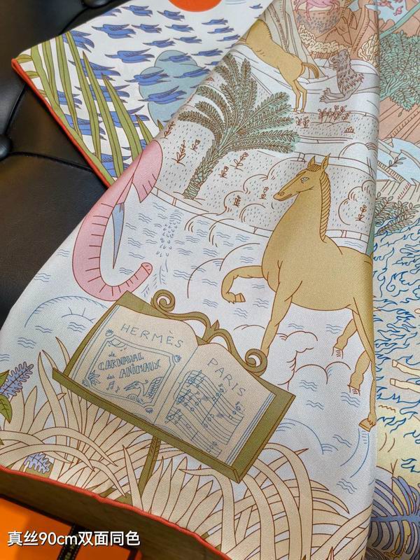 Hermes silk Scarf 90X90cm E24 (25)