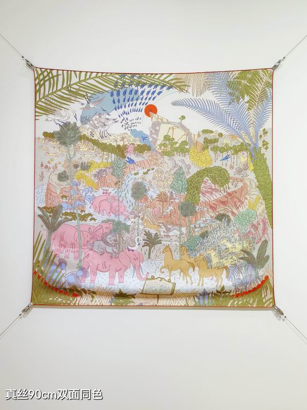 Hermes silk Scarf 90X90cm E24 (28)